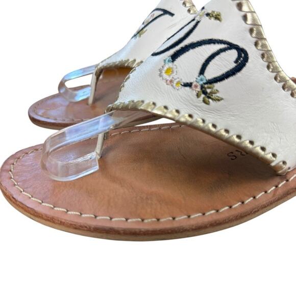 Jack Rogers Womens Embroidered I Do Wedding Beach Reception Honeymoon Sandals 10 - Picture 8 of 16
